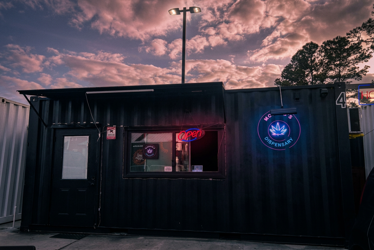 Moxie B's Dispensary storefront at Porky's Backyard, Humble TX